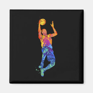 Dunking Basketball Player Basketball Graphic  Magnet