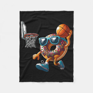 Dunking Donut Hole Food Champ Sketll Game Sport Pl Fleece Blanket