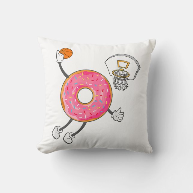 Dunking Doughnut Hole Food Champ Throw Pillow (Front)