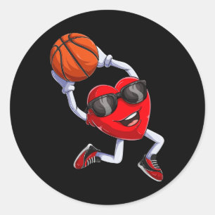 Dunking Heart Basketball  Classic Round Sticker