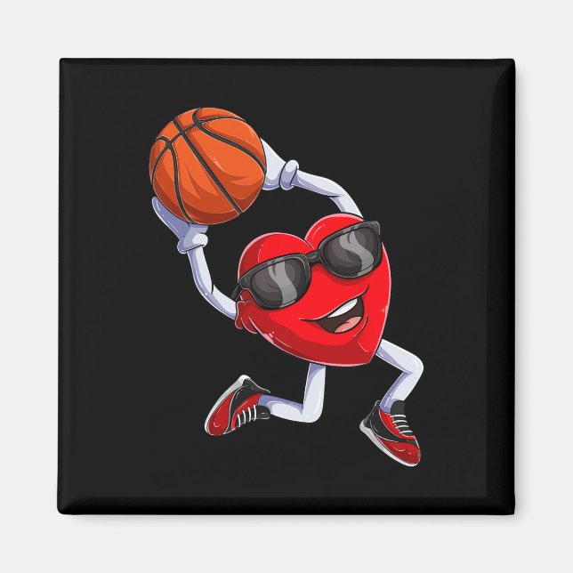 Dunking Heart Basketball  Magnet (Front)