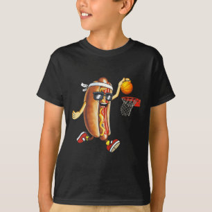 Dunking Hotdog In Bread Roll Playing Basketball Sp T-Shirt