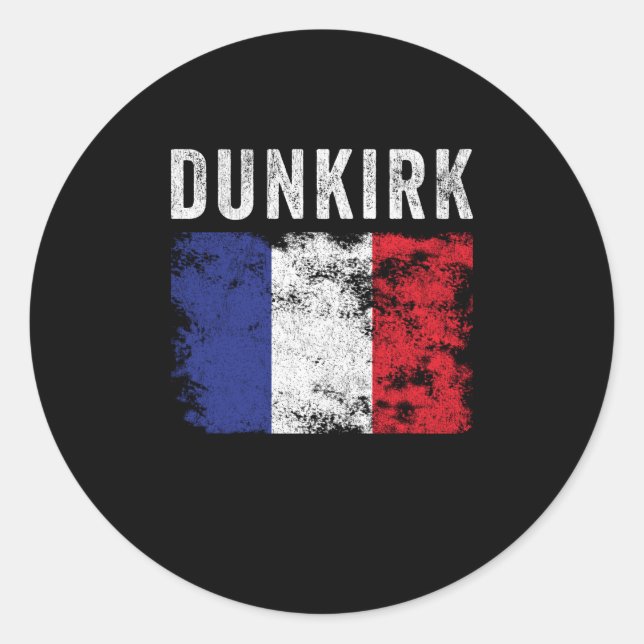 Dunkirk France Flag French Souvenir Classic Round Sticker (Front)