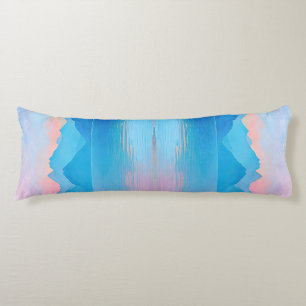 “Dunlach” Wide Pink and Blue Landscape Seascape B Body Pillow