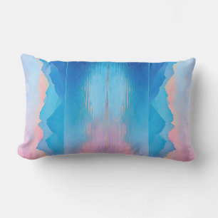 “Dunlach” Wide Pink and Blue Landscape Seascape B Lumbar Pillow