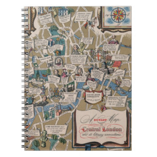 Dunlop map- Literary Landmarks of Central London Notebook
