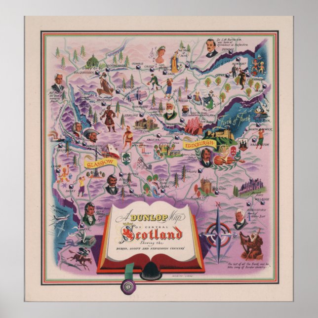 Dunlop Map of Central Scotland Poster (Front)
