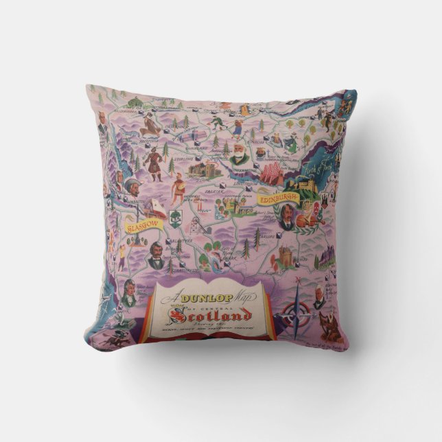 Dunlop Map of Central Scotland Throw Pillow (Front)