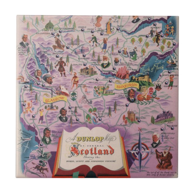 Dunlop Map of Central Scotland Tile (Front)