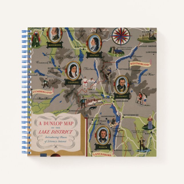 Dunlop Map of Lake District, England Notebook (Front)