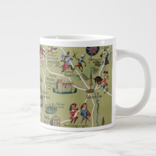 Dunlop Map of Shakespeare Country, England Large Coffee Mug