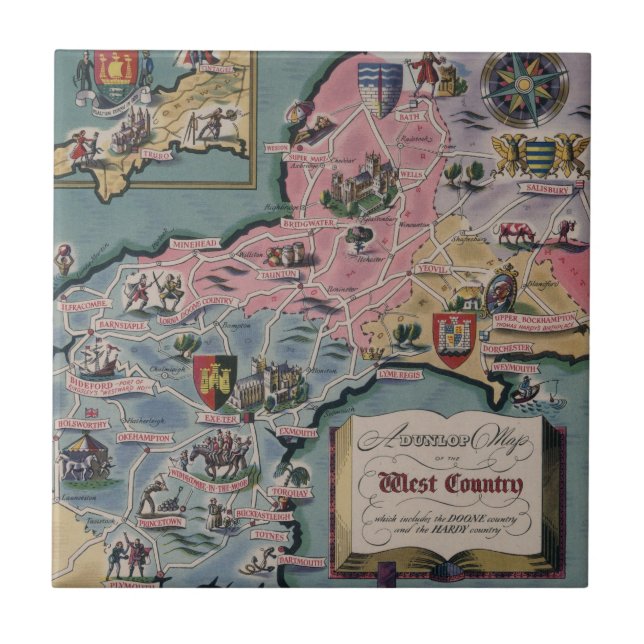 Dunlop Map of the West Country, England Tile (Front)