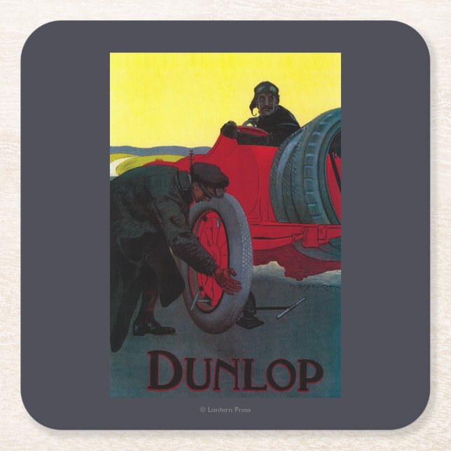 Dunlop Vintage PosterEurope Square Paper Coaster (Front)