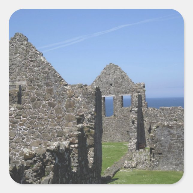 Dunluce Castle near Bushmills and Portrush, Square Sticker (Front)