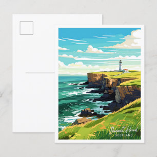Dunnet Head Scotland travel Vintage illustration Postcard