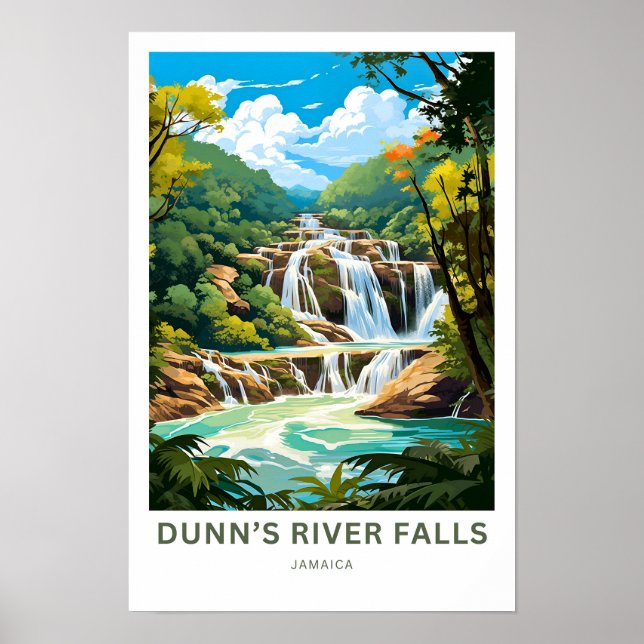 Dunn's River Falls Jamaica Travel Print (Front)