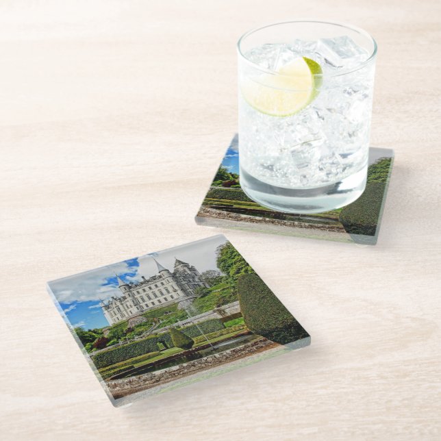 Dunrobin castle architecture photo glass coaster (Angled)