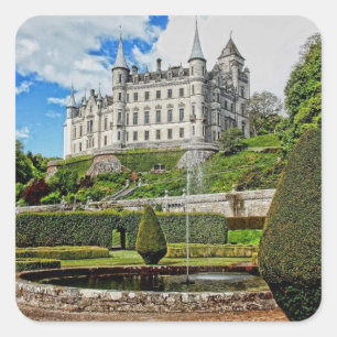 Dunrobin castle architecture photo square sticker