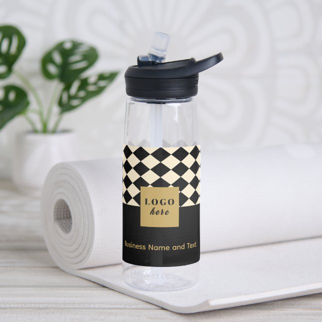 Duo black & cream - Business Logo Water Bottle (Yoga)