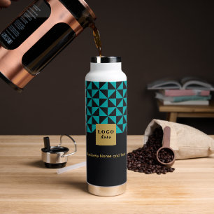 Duo black & teal - Business Logo Water Bottle