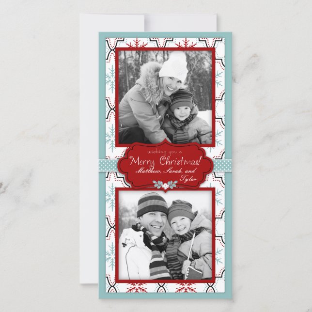 Duo Carte photo de Snowflakes Retro (Devant)