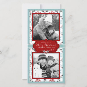Duo Carte photo de Snowflakes Retro