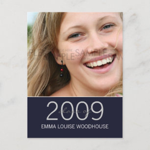 "Duo" Midnight Blue Graduation Invitation Postcard