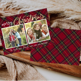 Duo Tartan Noël Carte photo