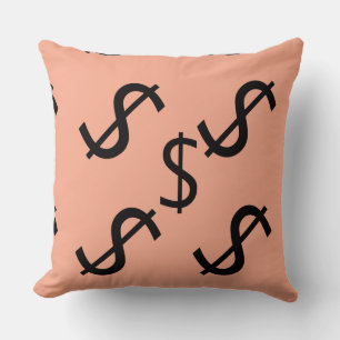 Duo Tone Dollar $ign Peach Pale Green  Throw Pillow