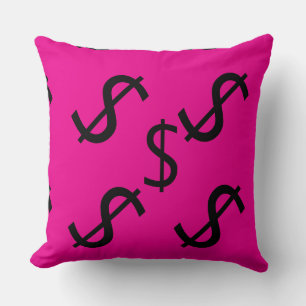 Duo Tone Dollar $ign Pink Red Throw Pillow