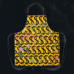 Duo Tone Dollar $ign Yellow Floral Apron<br><div class="desc">Decorative Apron Size: All-Over Print Apron, Medium 26"x30" Whether you are cooking at home, hosting a summer BBQ, or creating arts & crafts- do so in style with our fully customizable aprons! Made of a top quality polyester, our fully sublimation designs will definitely make a great impression on your guests....</div>