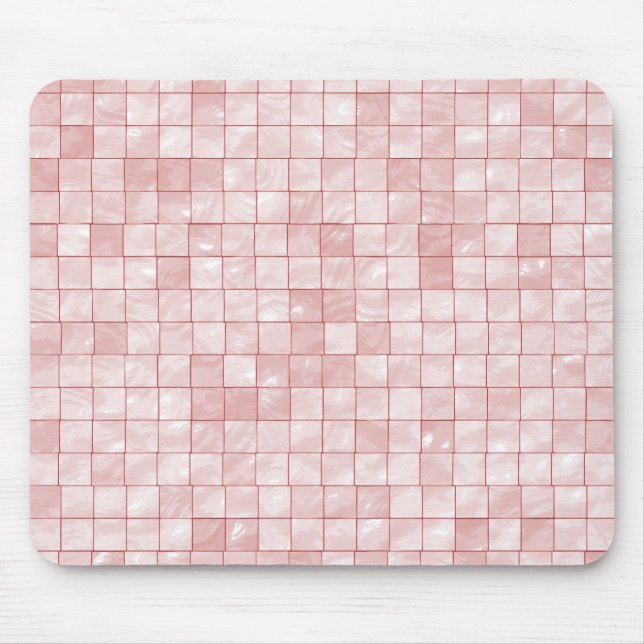 Duo-Tone Pastel Pink Tile Pattern Mouse Pad (Front)