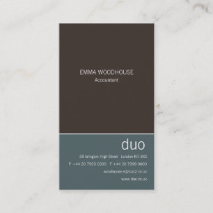 Duo Vertical Cadet Blue & Brown Business Card