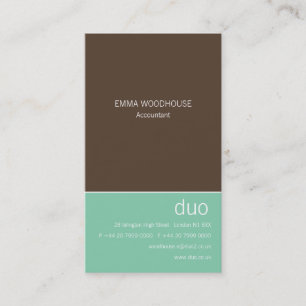 Duo Vertical Chocolate Brown & Mint Business Card