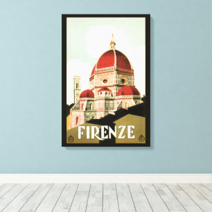 Duomo in Firenze Florence Italy Vintage Travel Art Canvas Print
