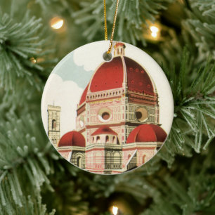 Duomo in Firenze Florence Italy Vintage Travel Art Ceramic Ornament