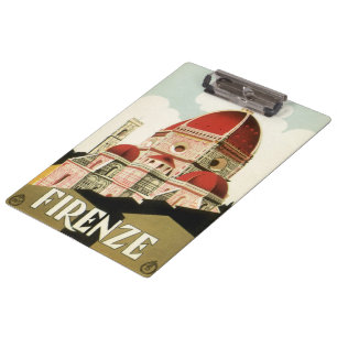 Duomo in Firenze Florence Italy Vintage Travel Art Clipboard