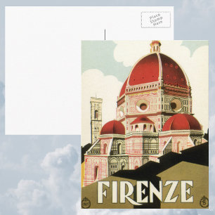Duomo in Firenze Florence Italy Vintage Travel Art Postcard