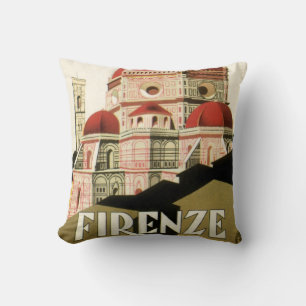 Duomo in Firenze Florence Italy Vintage Travel Art Throw Pillow