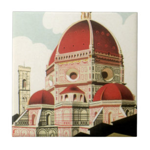 Duomo in Firenze Florence Italy Vintage Travel Art Tile