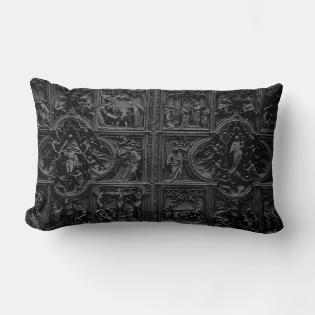 Duomo of Milan (Cathedral) door detail 01 Lumbar Pillow (Front)