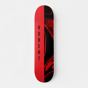 Duotone Block and Swirl Red  Skateboard