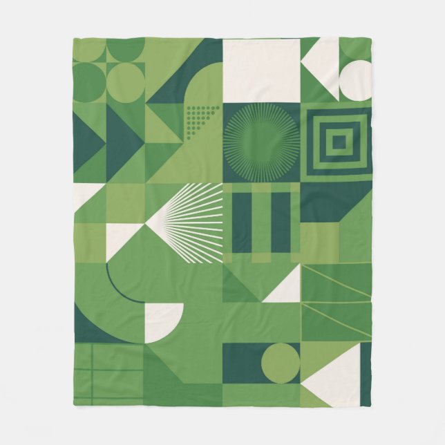 Duotone digital collage, geometric elements fleece blanket (Front)