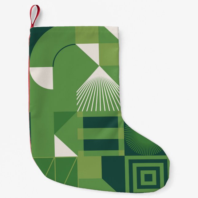 Duotone digital collage, geometric elements small christmas stocking (Front)