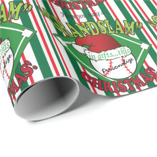DUPE Grand Slam Baseball Christmas   DIY Name Wrapping Paper