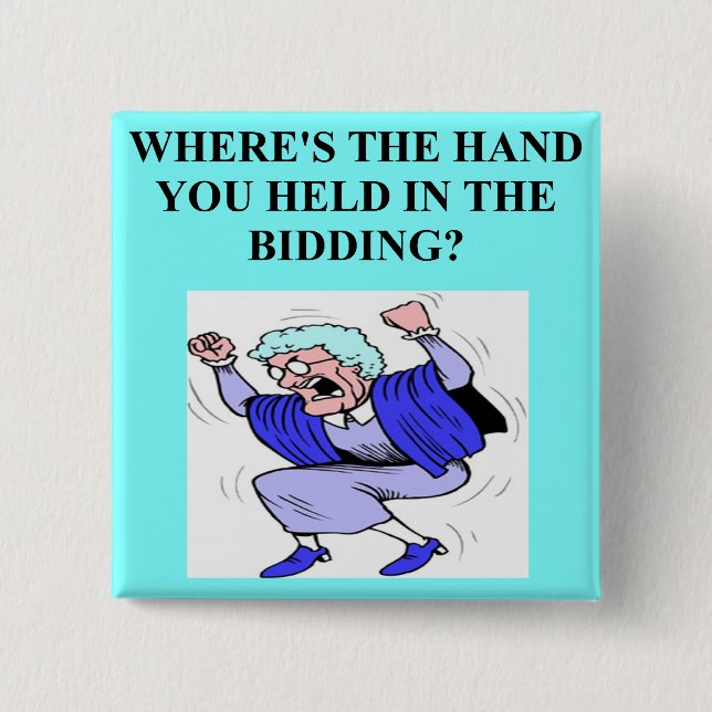 duplicate bridge game player 2 inch square button (Front)