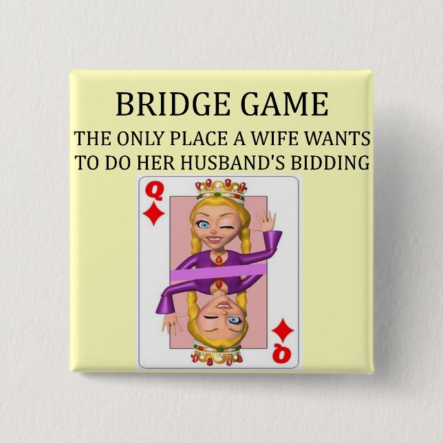 duplicate bridge game player 2 inch square button (Front)