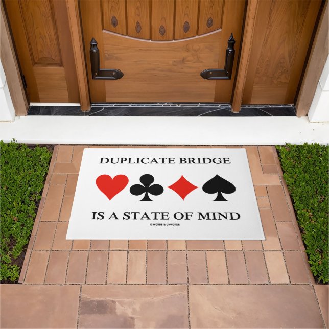 Duplicate Bridge Is A State Of Mind Card Suits Doormat (Outdoor)