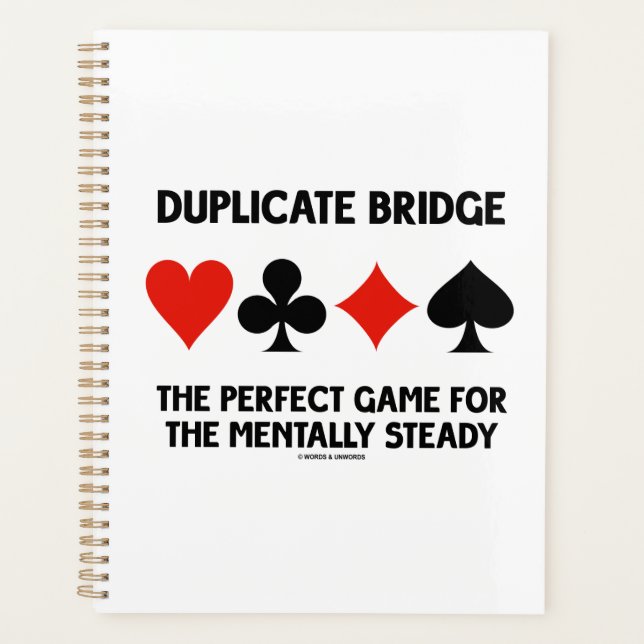 Duplicate Bridge Perfect Game For Mentally Steady Planner (Front)
