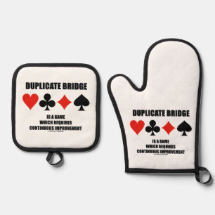 Duplicate Bridge Requires Continuous Improvement Oven Mitt & Pot Holder Set